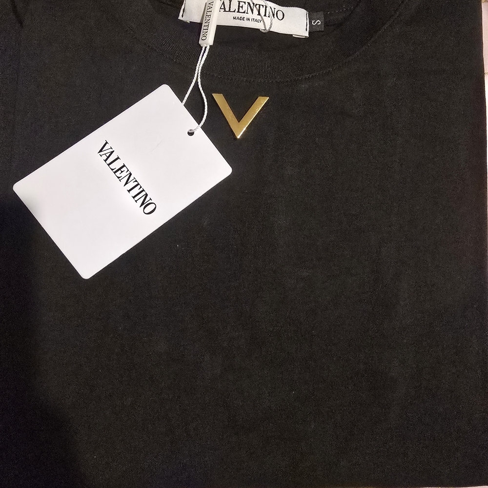 Valentino Black T-Shirt with Gold Logo